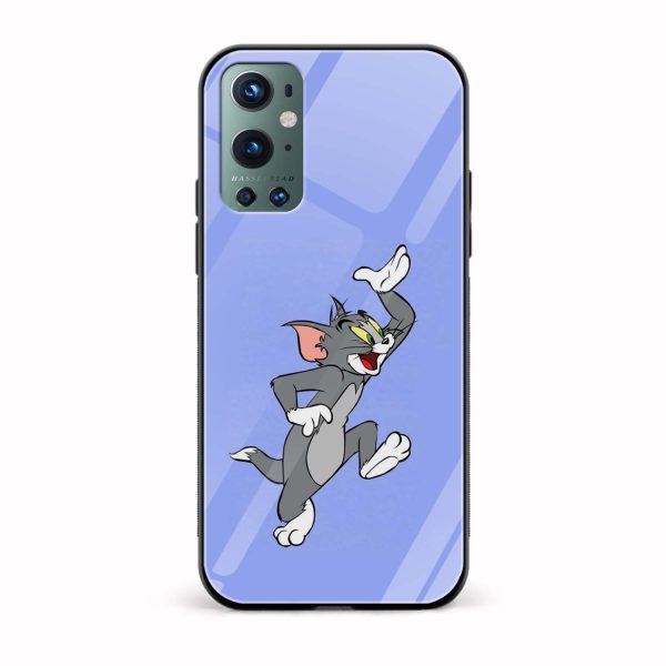 Tom Cartoon Printed Glass Back Phone Case