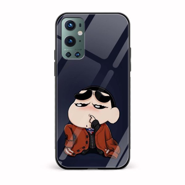 Shinchan Printed Glass Back Phone Case