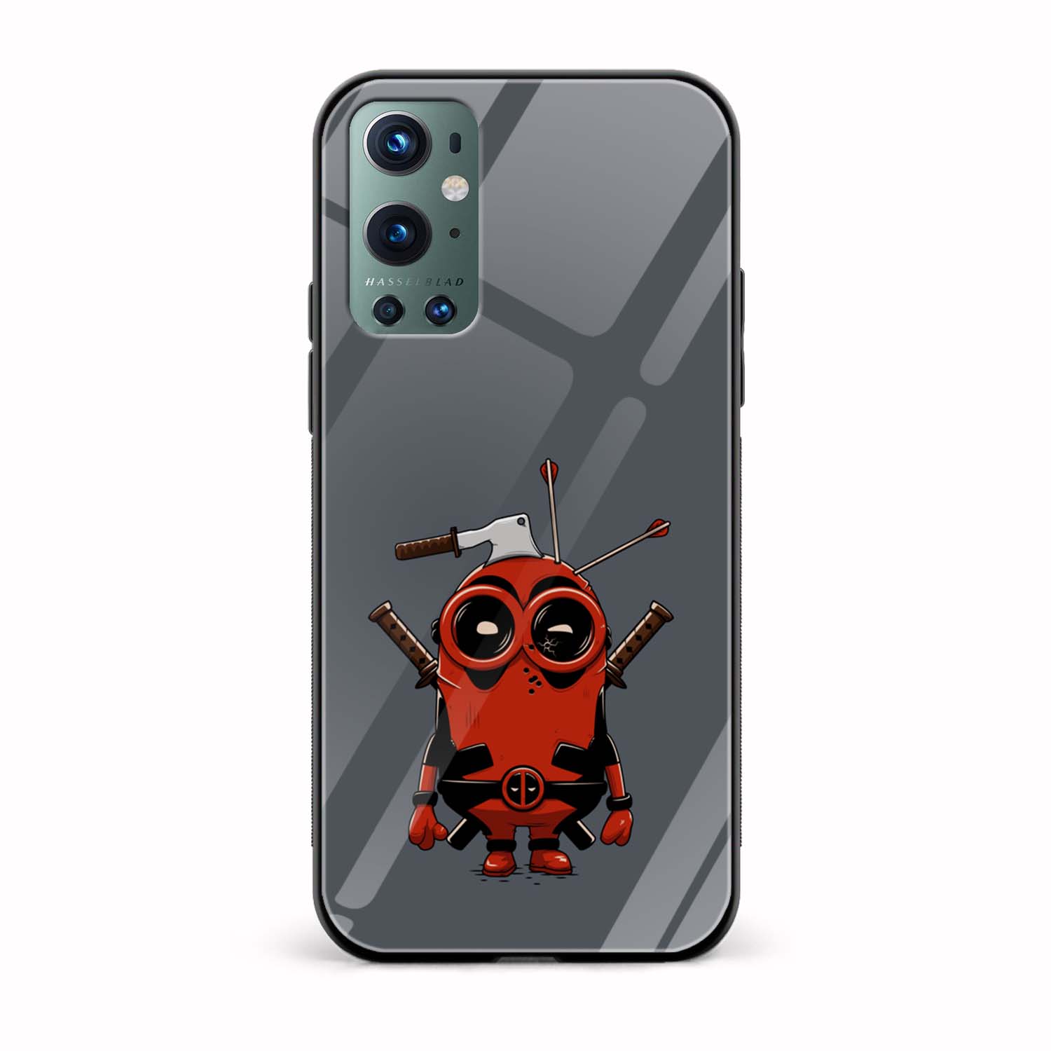 Minion - Deadpool Printed Glass Back Phone Case Minion - Deadpool Printed Glass Back Phone Case - Image 1