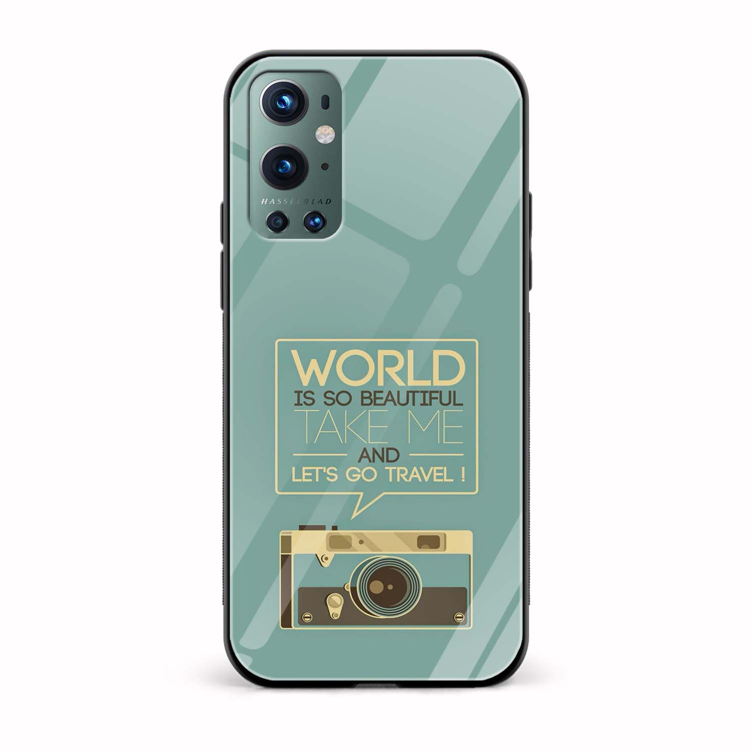 Typography - Let's Go Travel Printed Glass Back Phone Case Typography - Let's Go Travel Printed Glass Back Phone Case - Image 1