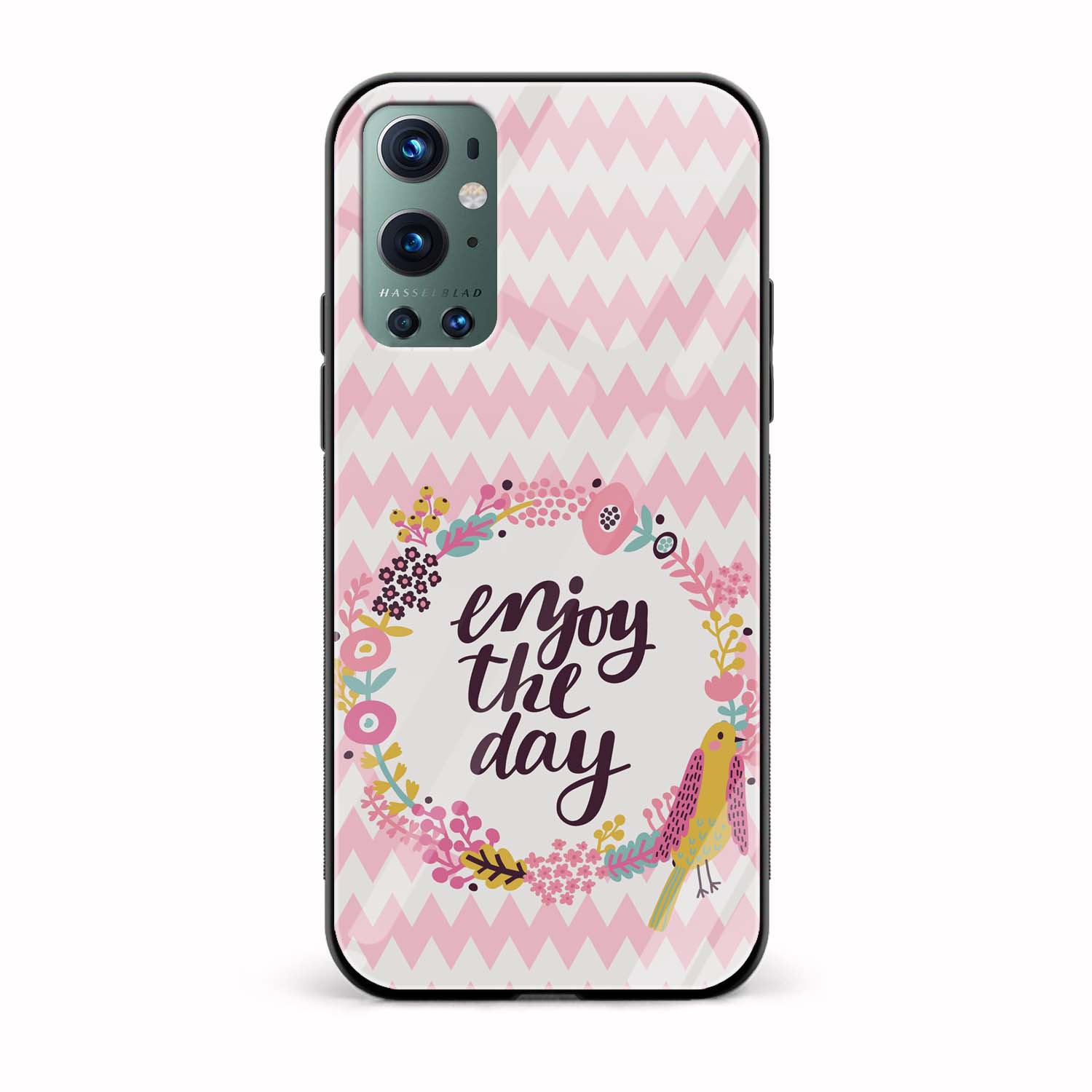 Typography - Enjoy The Day Printed Glass Back Phone Case Typography - Enjoy The Day Printed Glass Back Phone Case - Image 1