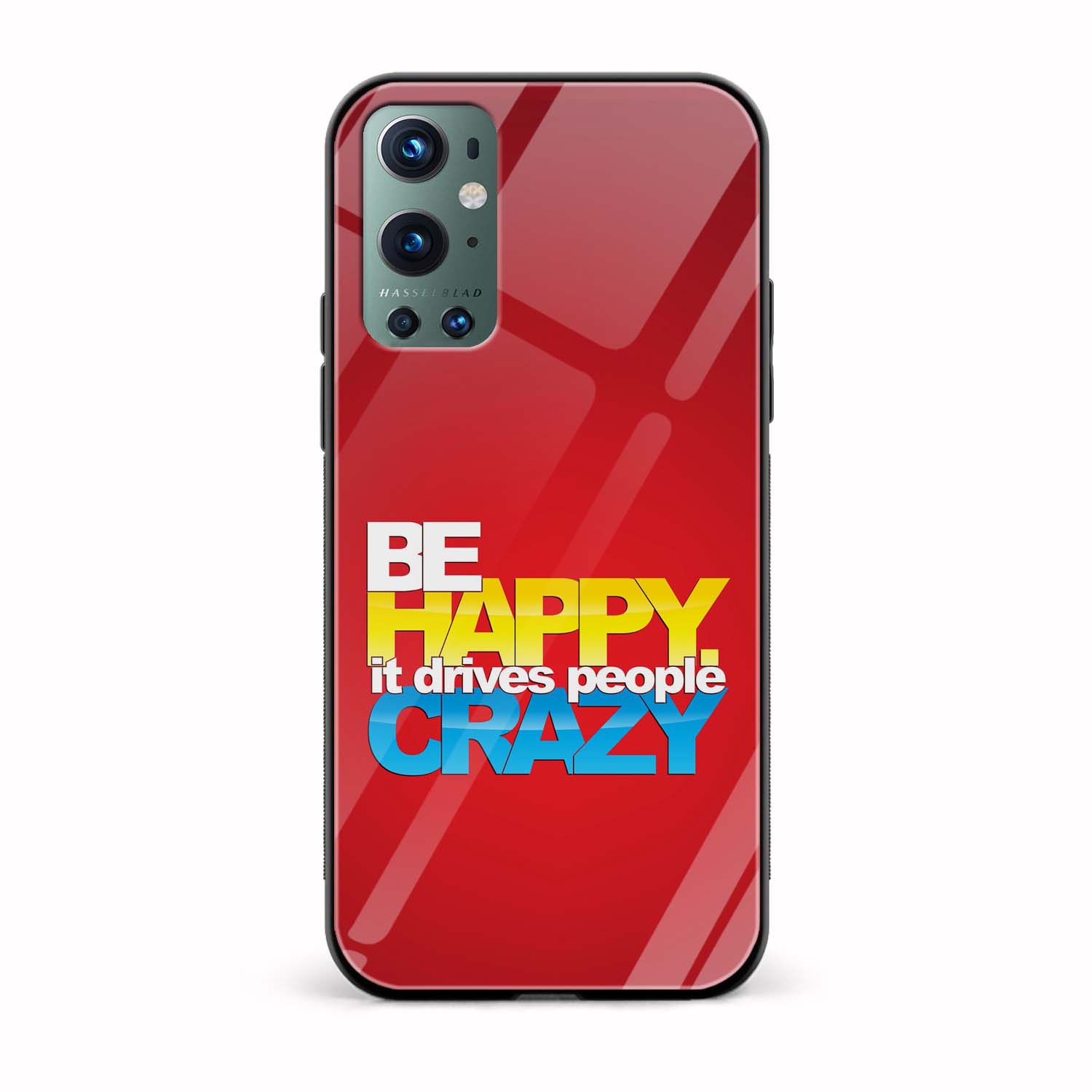 Typography - Be Happy Printed Glass Back Phone Case Typography - Be Happy Printed Glass Back Phone Case - Image 1