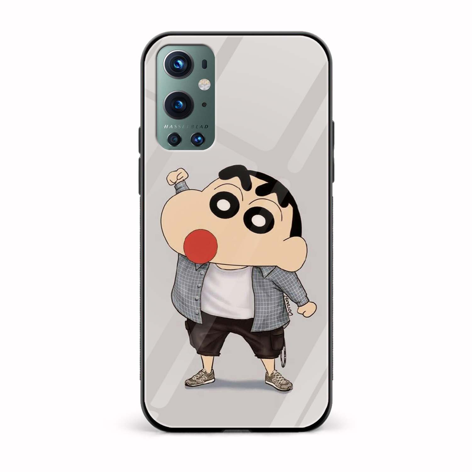 Shinchan Printed Glass Back Phone Case Shinchan Printed Glass Back Phone Case - Image 1
