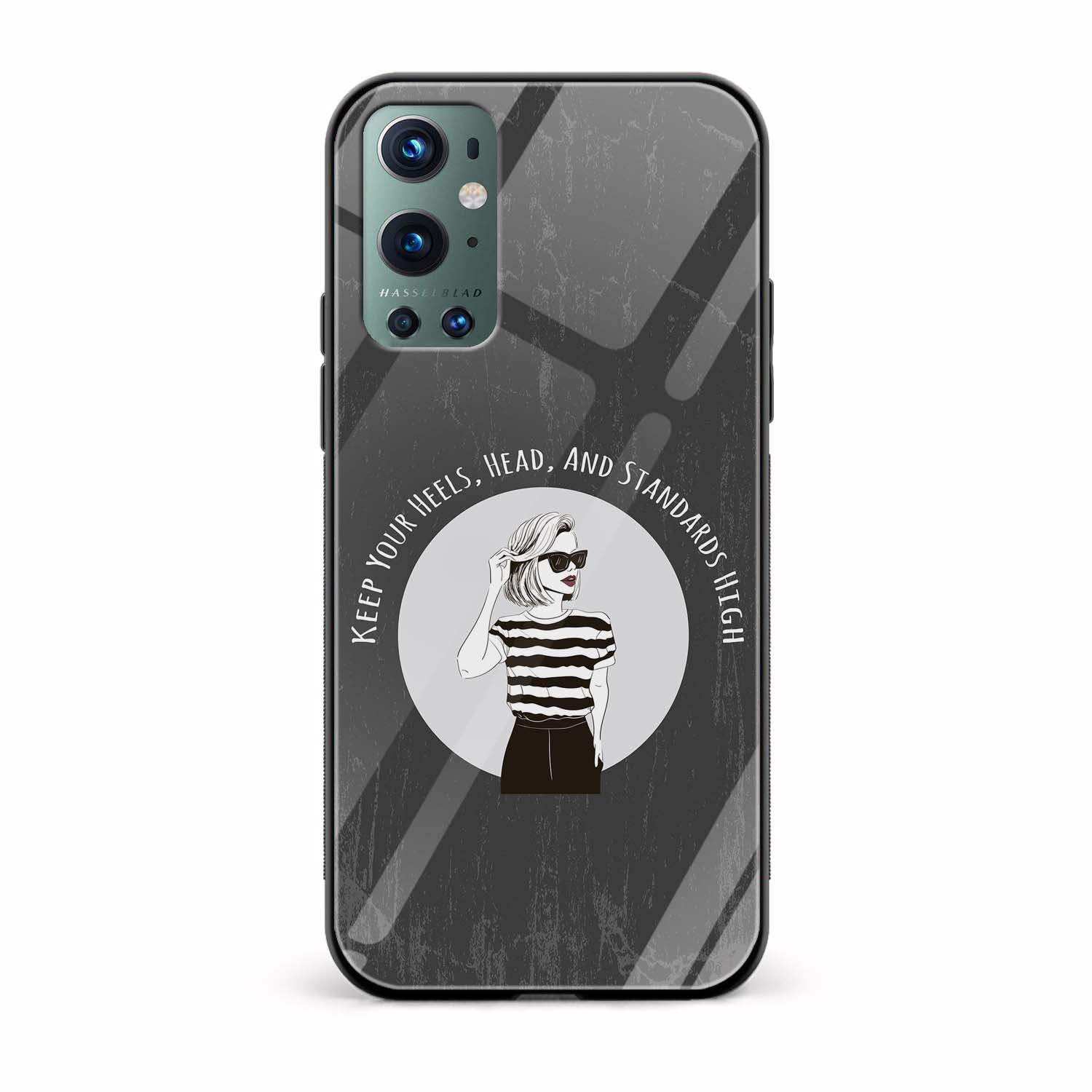 Keep Your Heels Keep Your Heels,Head, and Standards High Printed Glass Back Phone Case - Image 1