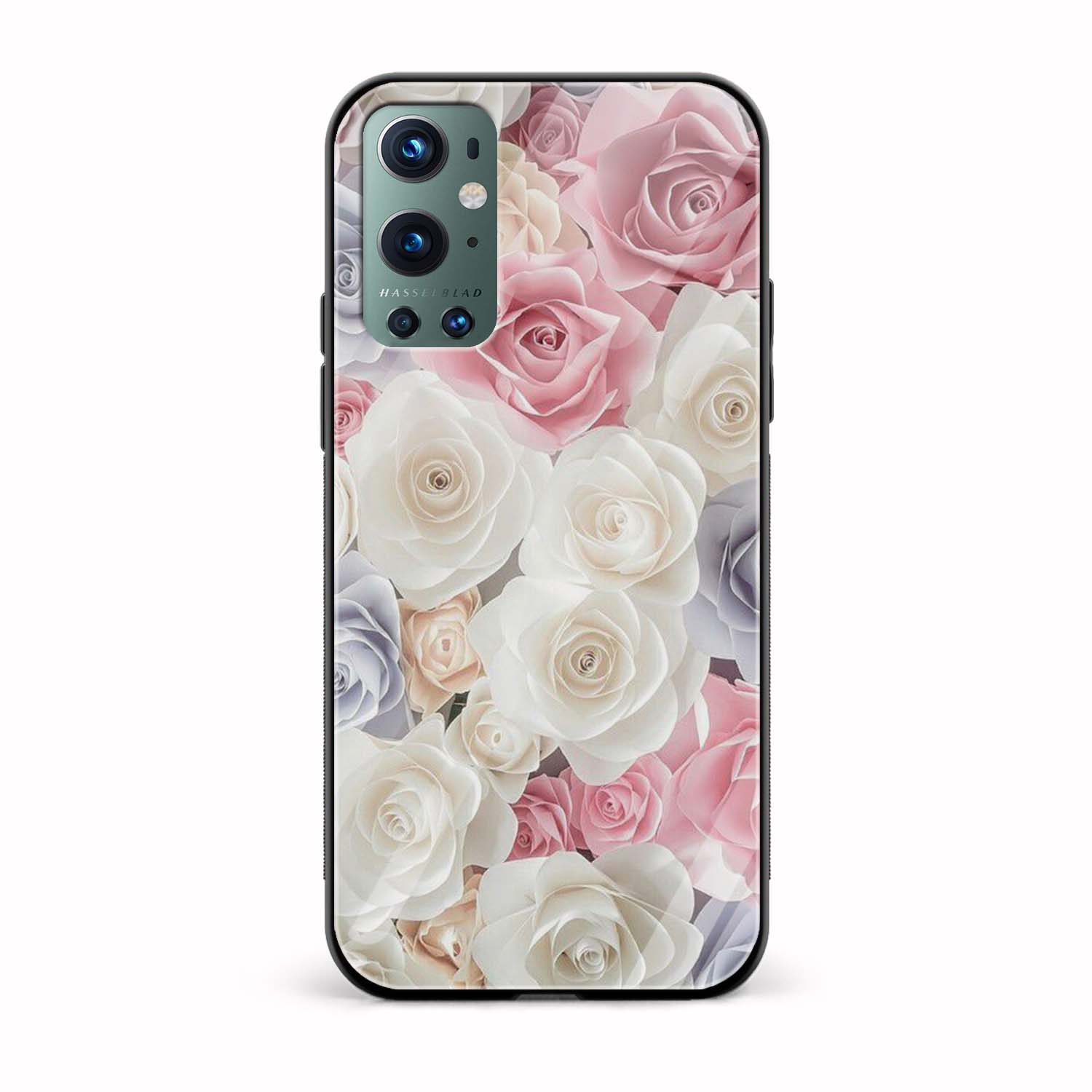 White Pink Roses Printed Glass Back Phone Case White Pink Roses Printed Glass Back Phone Case - Image 1