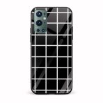 Black And White Checks Printed Glass Back Phone Case