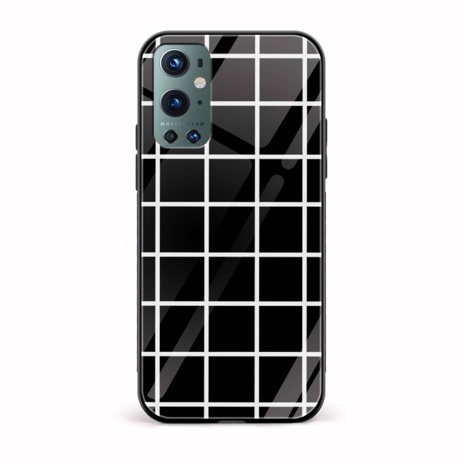 Black And White Checks Printed Glass Back Phone Case Black And White Checks Printed Glass Back Phone Case - Image 1