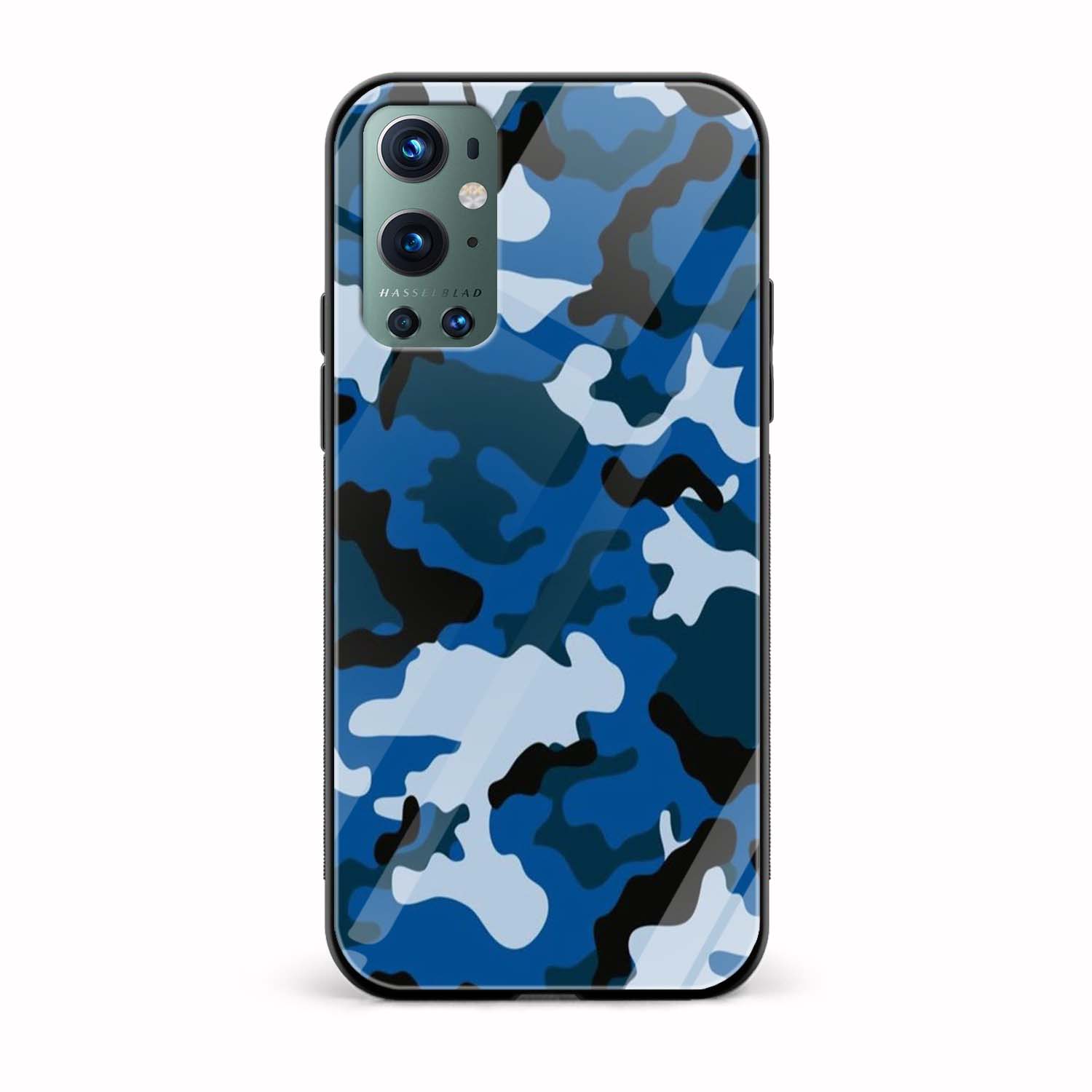 Camouflage Blue Printed Glass Back Phone Case Camouflage Blue Printed Glass Back Phone Case - Image 1