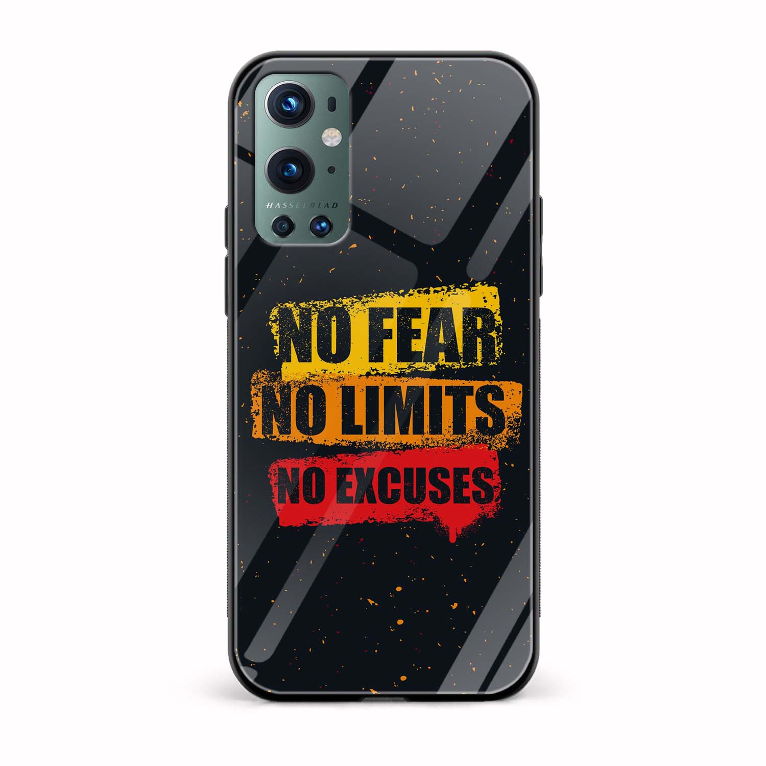 No Fear No Limits No Excuses Printed Glass Back Phone Case No Fear No Limits No Excuses Printed Glass Back Phone Case - Image 1