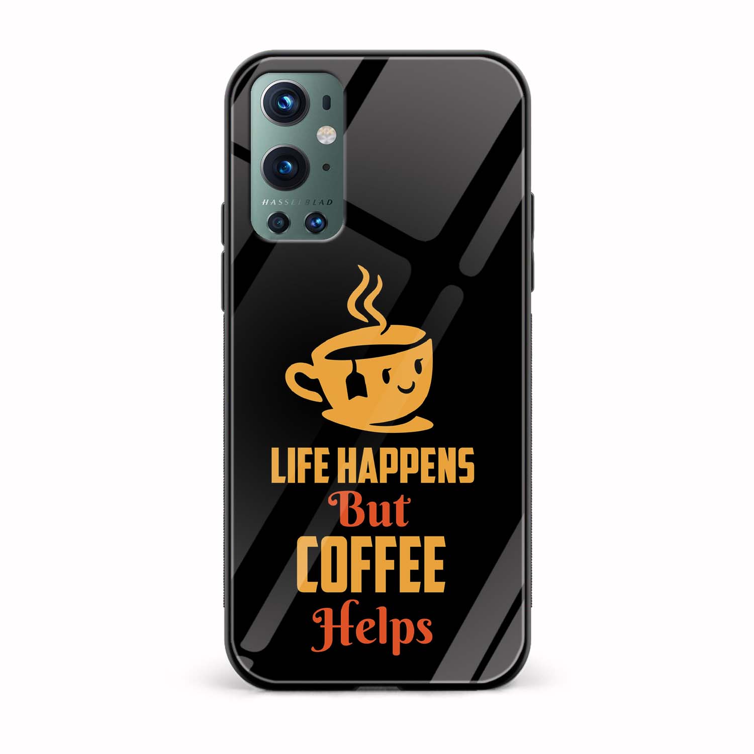 Life Happens But Coffee Helps Printed Glass Back Phone Case Life Happens But Coffee Helps Printed Glass Back Phone Case - Image 1