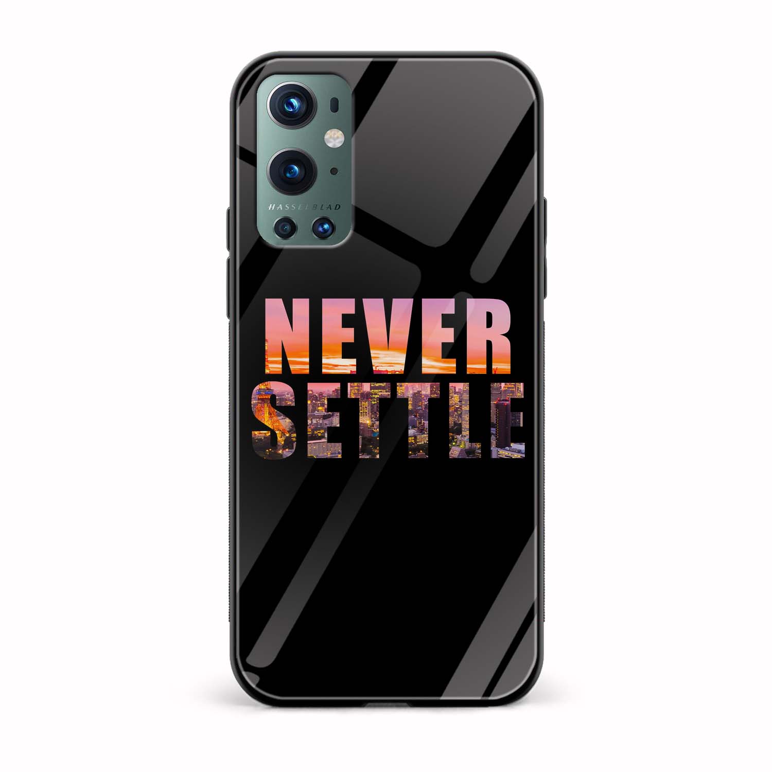 Never Settle Printed Glass Back Phone Case Never Settle Printed Glass Back Phone Case - Image 1