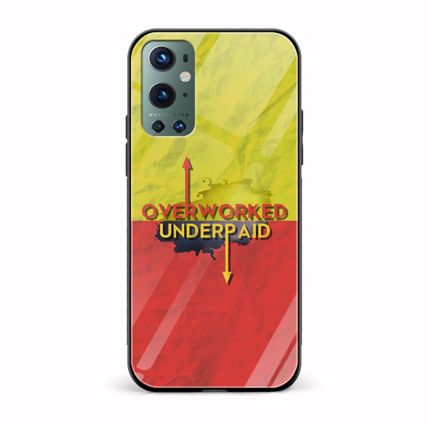 Overworked Underpaid Printed Glass Back Phone Case Overworked Underpaid Printed Glass Back Phone Case - Image 1