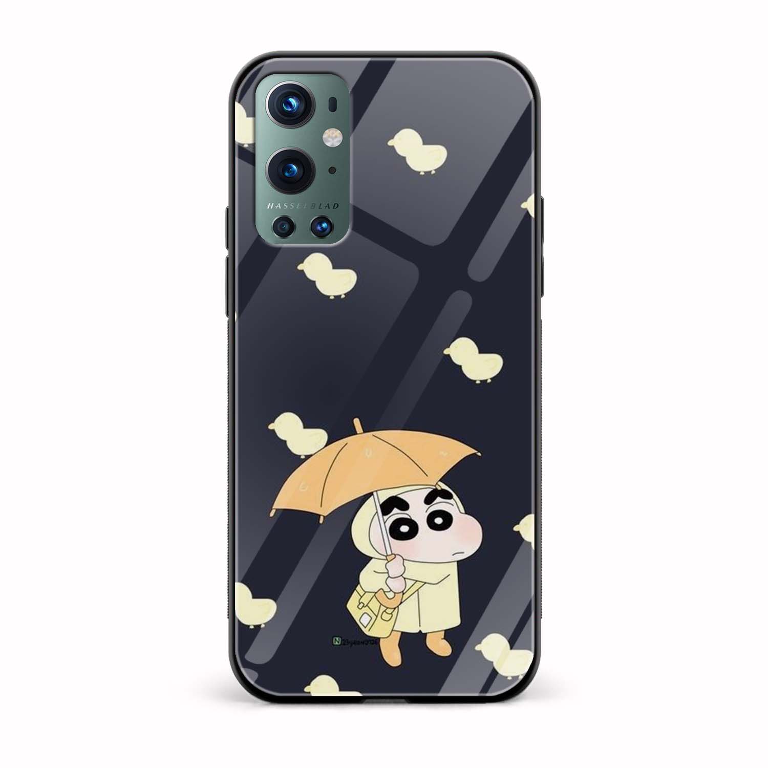 Shin Chan with Umbrella Glass Back Phone Case Shin Chan with Umbrella Glass Back Phone Case - Image 1