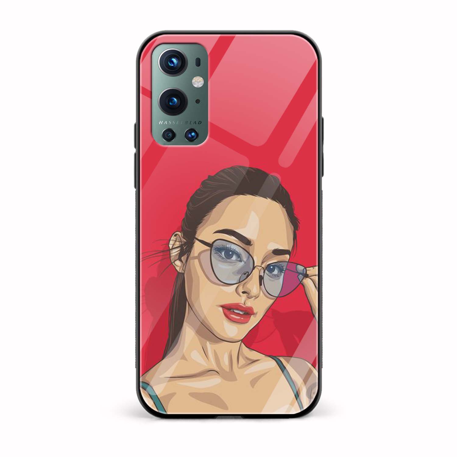 Girl With Specs Glass Back Phone Case Girl With Specs Glass Back Phone Case - Image 1