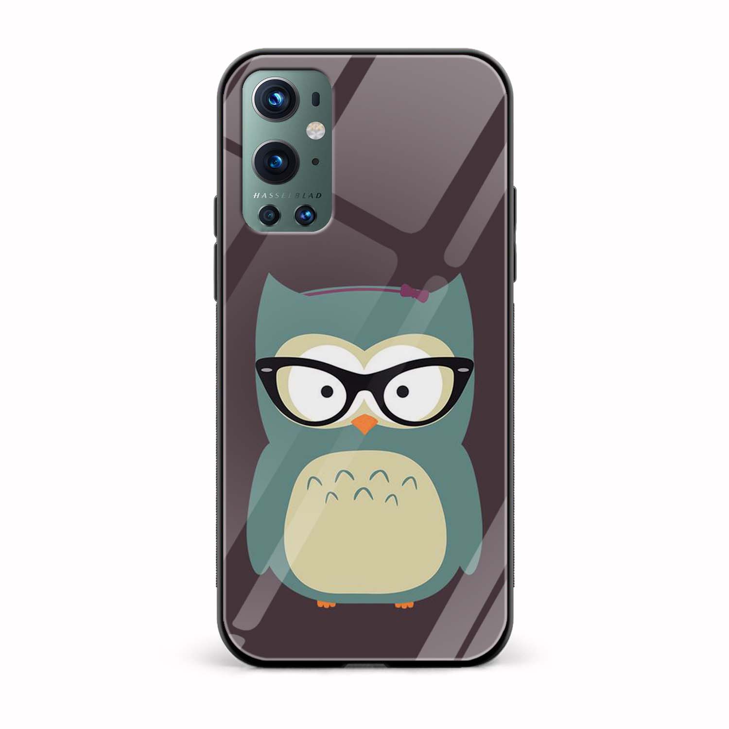 Owl With A Cat Eyes Glass Back Phone Case Owl With A Cat Eyes Glass Back Phone Case - Image 1