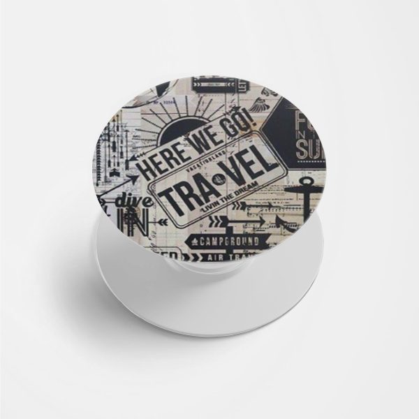 Travel  Printed Phone Grip Holder & Stand